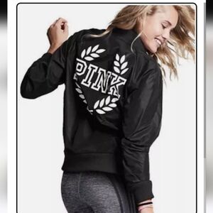 Victoria's Secret PINK Bomber Jacket 2016 Black Size Small EUC